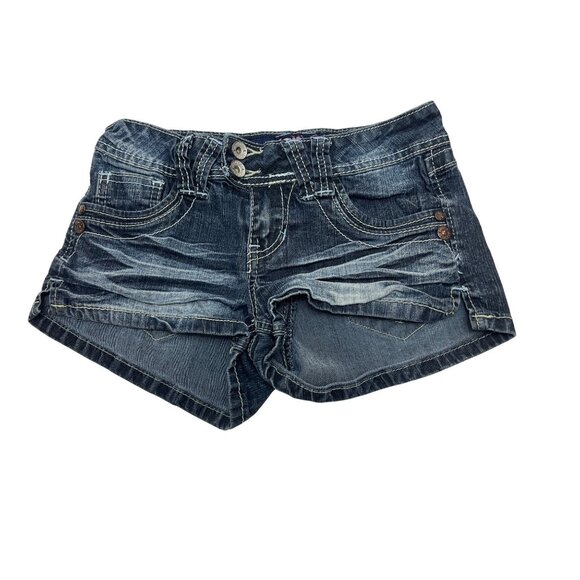 Angels Jeans Womens Distressed Denim Shorts Size 1 Embroidered Pockets 77e - Picture 1 of 6